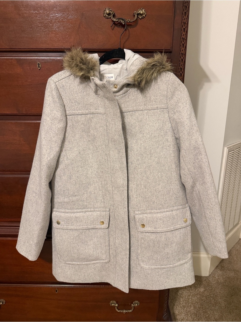 J. Crew Light Gray Hooded Vail Parka